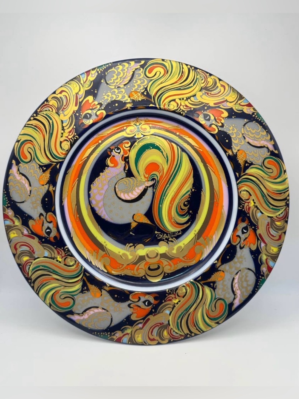Rosenthal Bjorn Wiinblad 11” Deco Plate Eastern Horoscope Year Of The Rooster 81